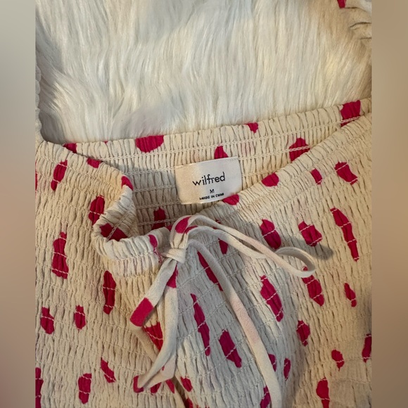 Wilfred by Aritzia White and Pink Puff Sleeve Crop Blouse - Picture 5 of 6